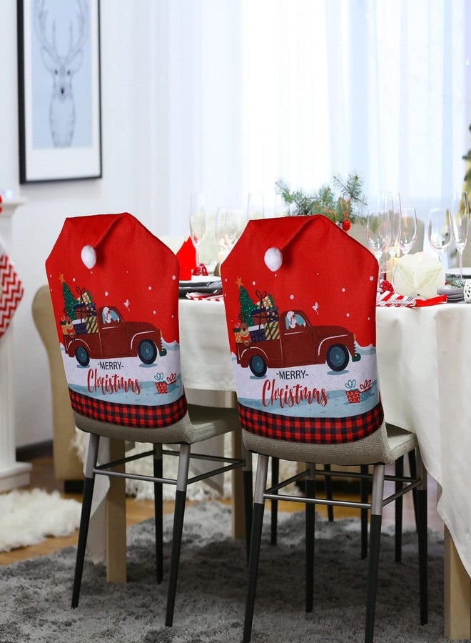 Yinder 6 Pcs Christmas Chair Covers Santa Hat Red Slipcovers Chair Back Covers Xmas Chair Covers Decoration for Home Dinner Christmas Banquet Party Festival Decor, 23.6 x 19.6 Inch - Image 5
