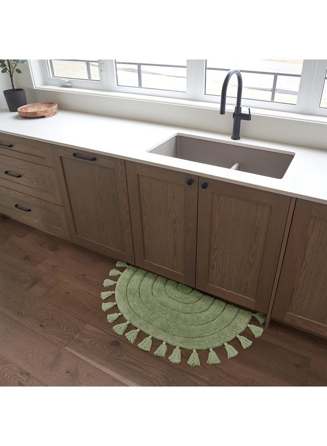 KIBAGA Beautiful Boho Rug with Tassels for Your Bathroom - Soft Half Circle 100% Cotton Mat Fits Perfectly Into Your Home - A Cute, Non-Slip and Absorbent Crochet Rug Ideal to Enhance Any Bath/Bedroom Decor - Image 4