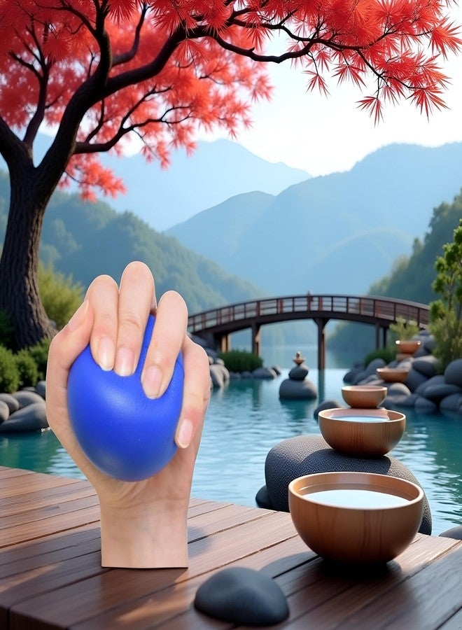 Jizlan Blue Elastic Finger Strengthening Grip Ball, Wrist Exercise Ball Finger Strengthening Grip Ball Squeeze Training Tool, Finger Exerciser Ball - Image 3