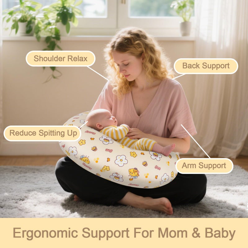 x-vesolje Baby Nursing Pillow for Breastfeeding, Adjustable Breastfeeding Pillow for Bottle Feeding, Nursing Support Pillow for Mom and Baby Healthier Nursing, Removable Cover- Leaf - Image 3