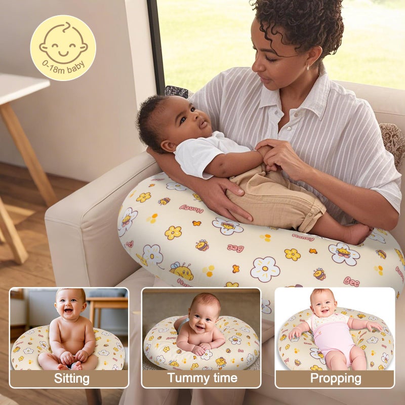 x-vesolje Baby Nursing Pillow for Breastfeeding, Adjustable Breastfeeding Pillow for Bottle Feeding, Nursing Support Pillow for Mom and Baby Healthier Nursing, Removable Cover- Leaf - Image 2