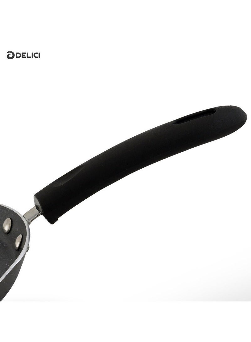 ديليتشي مقلاة تاوا غير لاصقة، مقاس 26 سم، وعاء طهي غير لاصق بلون رمادي جرانيت، خالٍ من حمض بيرفلورو الأوكتانويك، صديق للبيئة، مقاوم للحرارة، متوافق مع أسطح طهي متعددة، آمن للاستخدام في غسالة الأطباق. - Image 4