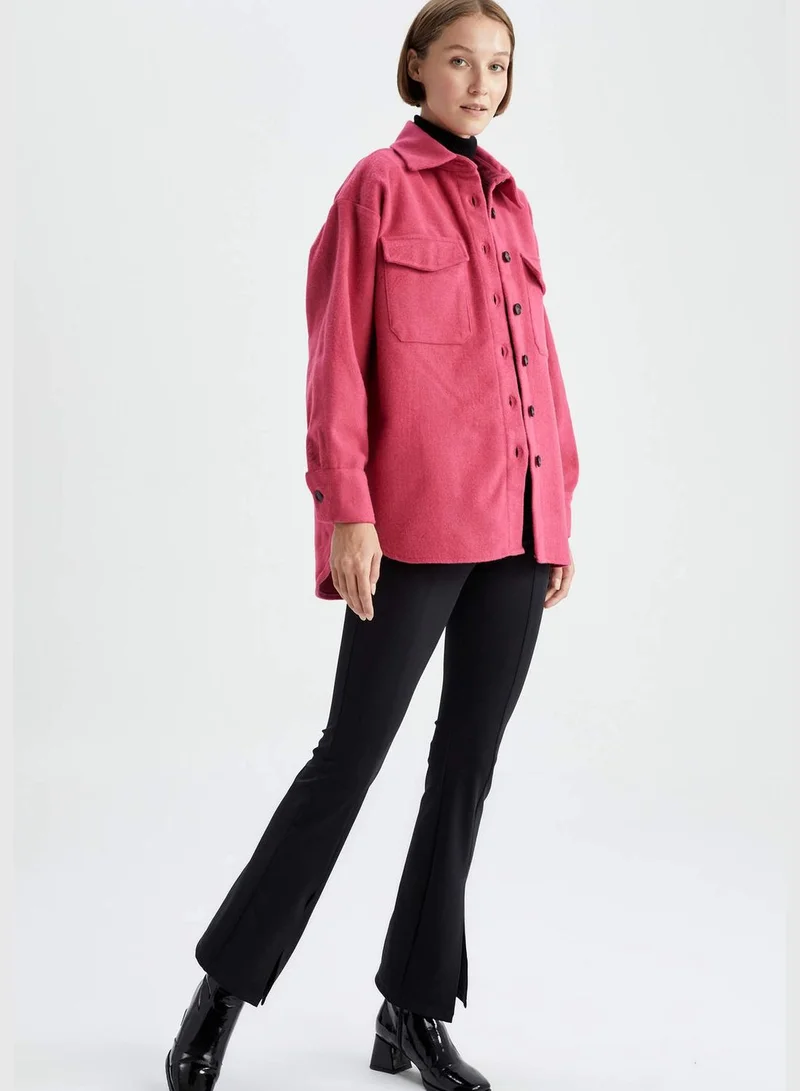 DeFacto Woman Shacket Woven Long Sleeve Shirt