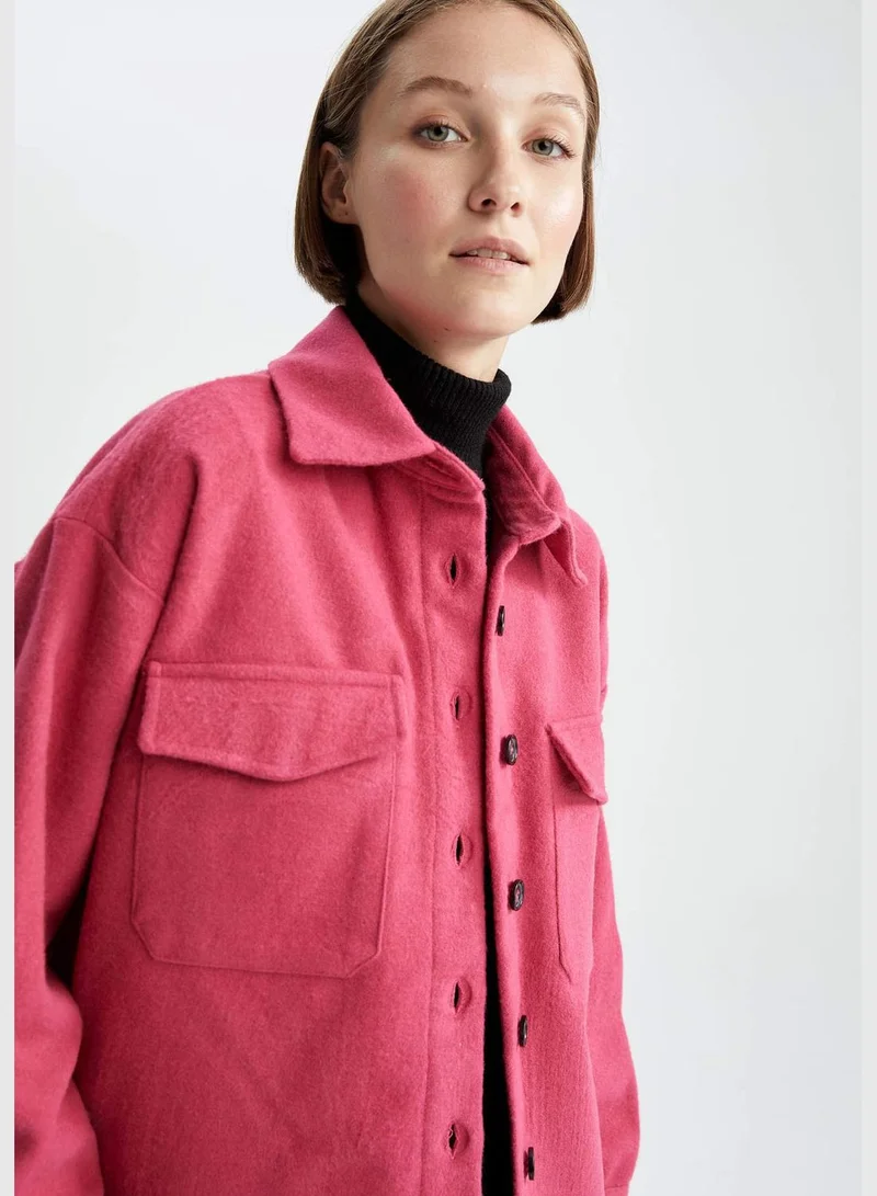DeFacto Woman Shacket Woven Long Sleeve Shirt