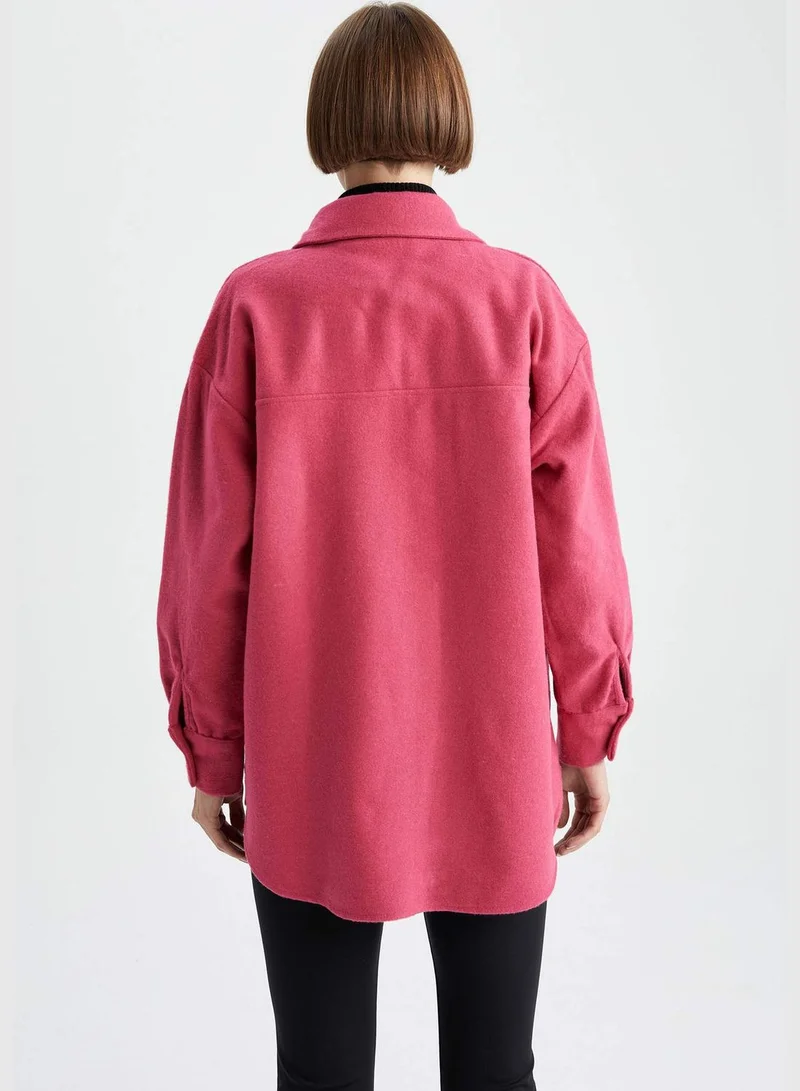 DeFacto Woman Shacket Woven Long Sleeve Shirt