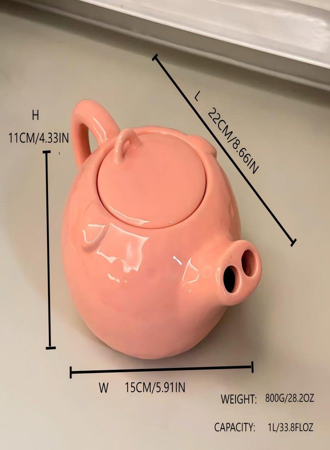 EWCEFIC Pink pig ceramics milk coffee pot, kettle, teapot, Cute mug,Creative, funny coffee pots and mugs，A white elephant gift for family and friends (large pig pot) - Image 3