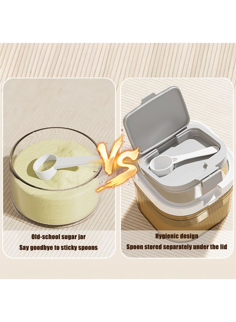 SYOSI Sugar Storage Container, Kitchen Coffee and Dry Food Jar with Spoon, Stackable Airtight BPA-Free Canister, Easy-Clean Spill-Proof, 27oz Ideal for Coffee Flour Sugar Pantry, White - Image 4