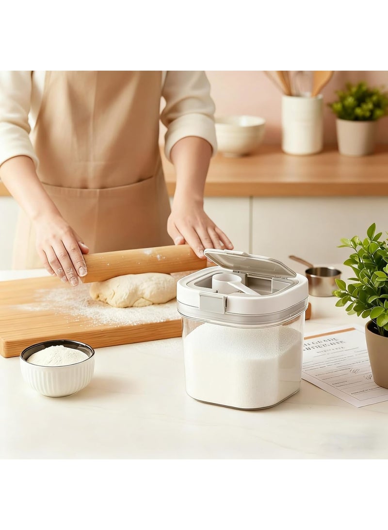 SYOSI Sugar Storage Container, Kitchen Coffee and Dry Food Jar with Spoon, Stackable Airtight BPA-Free Canister, Easy-Clean Spill-Proof, 27oz Ideal for Coffee Flour Sugar Pantry, White - Image 5
