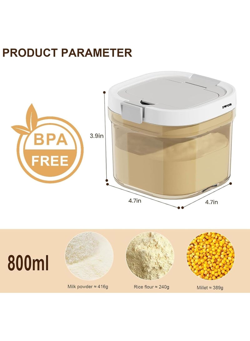 SYOSI Sugar Storage Container, Kitchen Coffee and Dry Food Jar with Spoon, Stackable Airtight BPA-Free Canister, Easy-Clean Spill-Proof, 27oz Ideal for Coffee Flour Sugar Pantry, White - Image 2