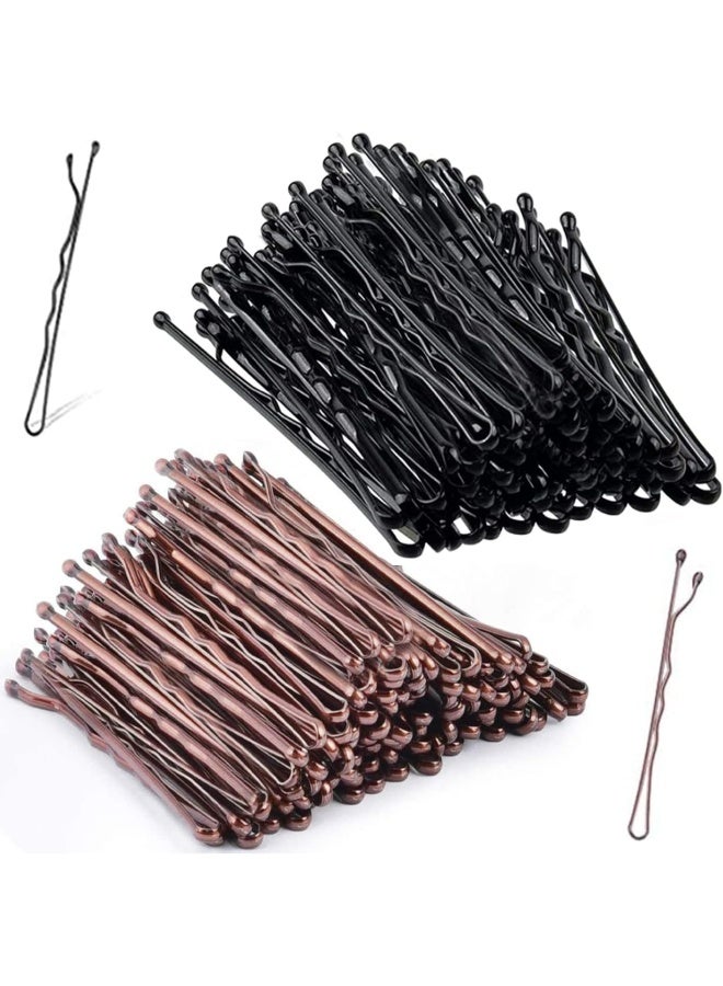 Premify 120  Pieces Bobby Pins, Black & Brown Color Hair Grips, Hair Pins For Women (5.5Cm / 2 Inches), Metal Wavy Black Bob Pins Hair Clips, Ideal For All Hair Types  - Image 1