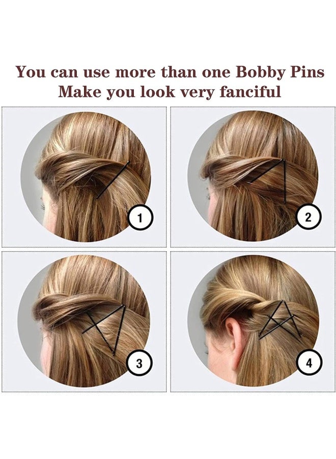 Premify 120  Pieces Bobby Pins, Black & Brown Color Hair Grips, Hair Pins For Women (5.5Cm / 2 Inches), Metal Wavy Black Bob Pins Hair Clips, Ideal For All Hair Types  - Image 4