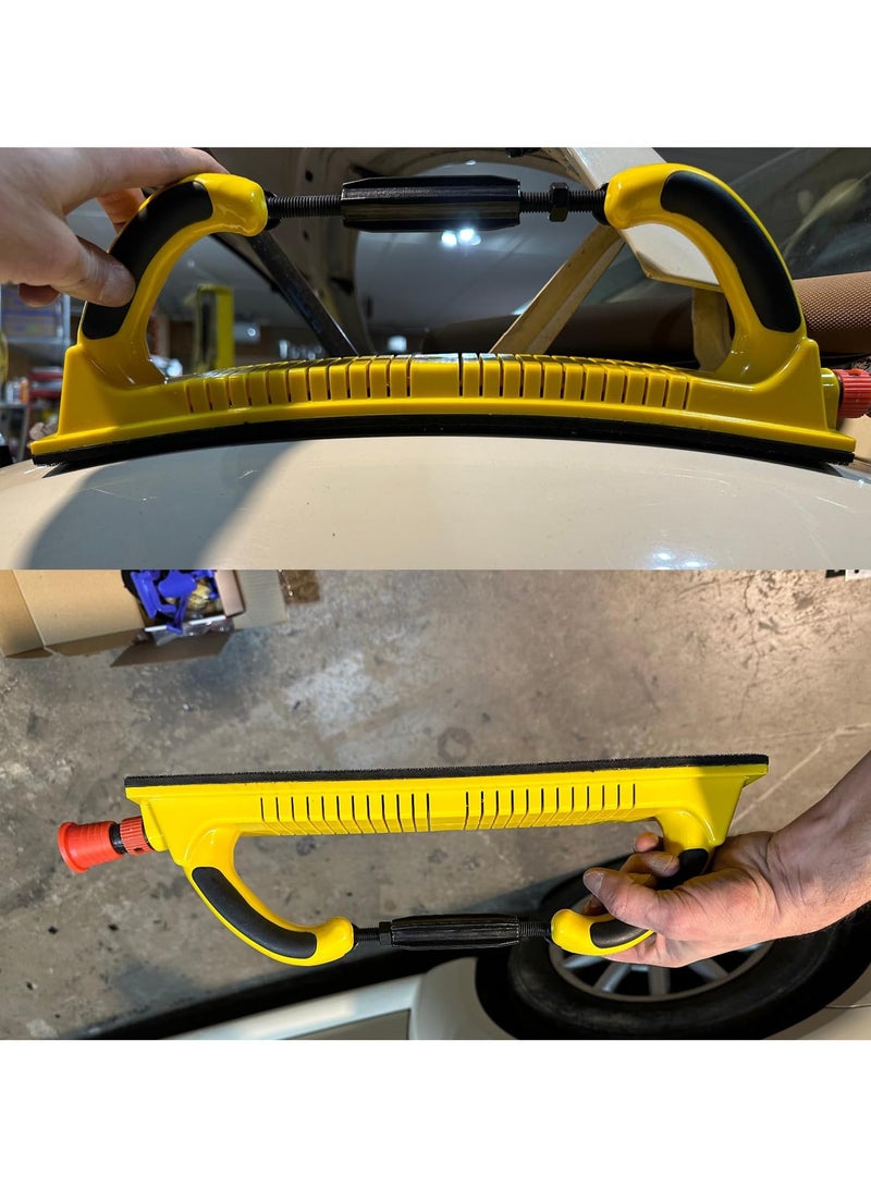 Dust Free Longboard Hand Sanding File Block, Adjustable Radius Flex with Both Hook & Loop Backing and PSA Backing Conversion Adapter Pad, for Automotive, Woodworking