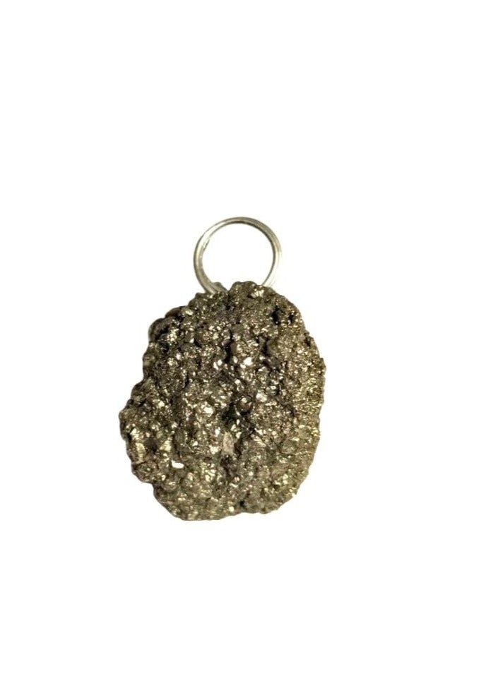 Natural Pyrite Raw Crystal Pendant, Sterling Silver Ring, Unisex Healing Stone Necklace - Image 1