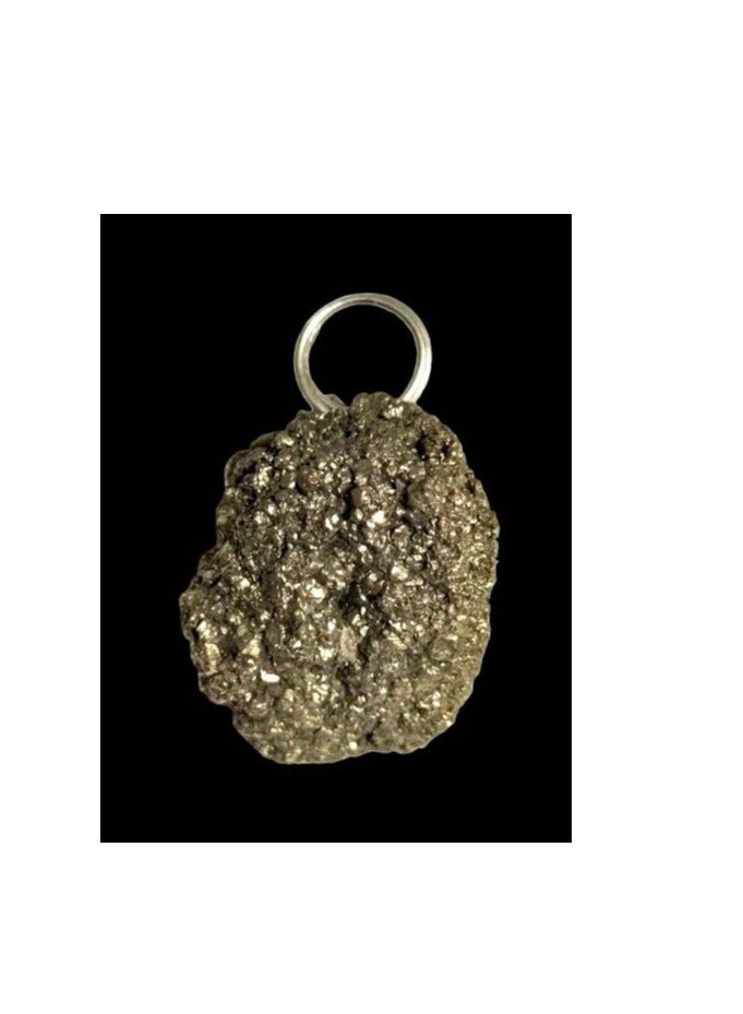Natural Pyrite Raw Crystal Pendant, Sterling Silver Ring, Unisex Healing Stone Necklace - Image 2