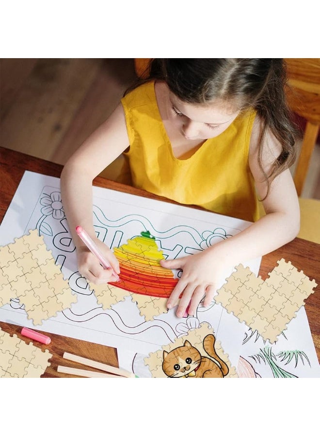 UPlama 300PCS Blank Puzzles, Freeform Blank Puzzle Pieces Blank Wooden Puzzles DIY Jigsaw Puzzles Plain Puzzle Pieces for Crafts, Arts, Card Making (1.18" x 1.18") - Image 4