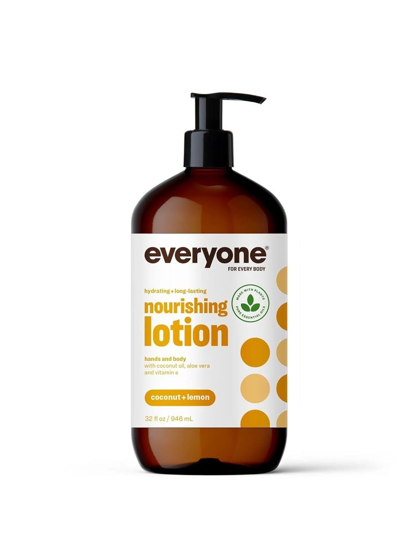 Everyone Everyone 3-in-1 Coconut & Lemon Lotion, 32oz, Organic, Cruelty-Free, Vegan Skin Moisturizer for Whole Body 