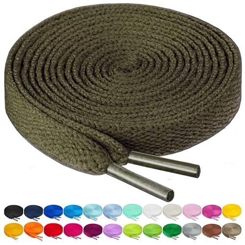 Birch Shoelaces in 27 Colors Flat 5/16" Shoe Laces in 4 Different Lengths (37" (94cm), Camouflage Green) - Image 1