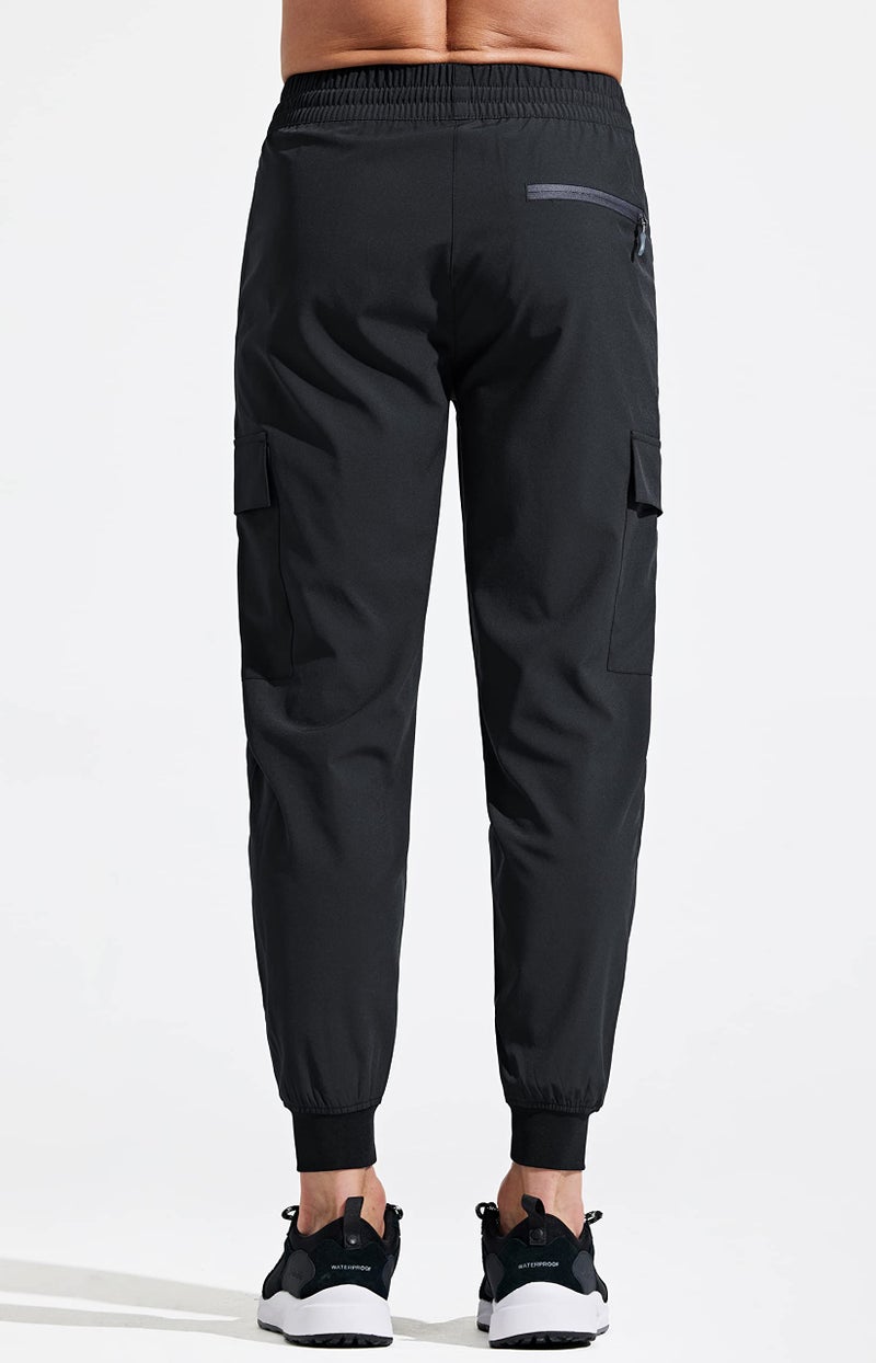Libin Men's Lightweight Joggers Quick Dry Cargo Hiking Pants Track Running Workout Athletic Travel Golf Casual Outdoor, Black S - Image 2