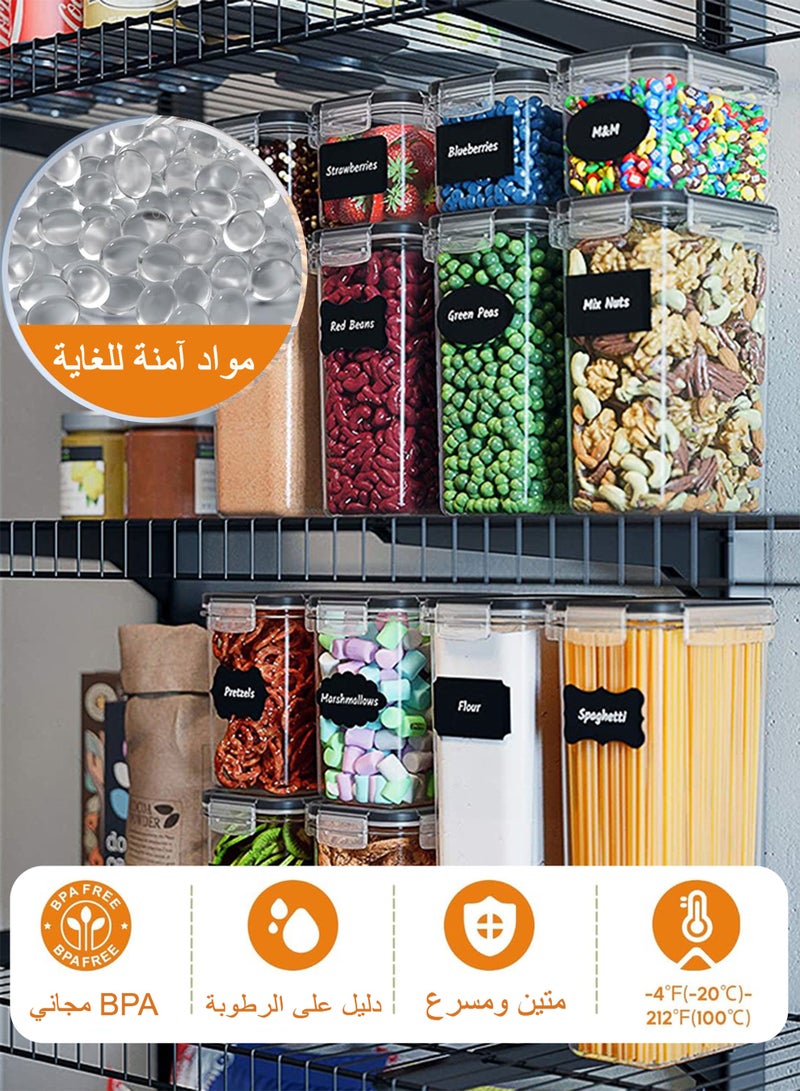 WEMART Food Storage Containers with Lids, 24 PCS Plastic Kitchen and Pantry Organization Canisters for Cereal, Dry Food, Flour and Sugar, BPA Free Leak-proof Food Storage Jars, Includes 24 Labels & Marker - Image 4