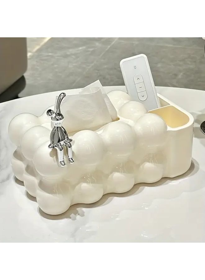 White Cloud Shaped Tissue Box With Storage And Remote Holder For Living Room - Image 5