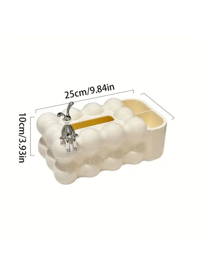 White Cloud Shaped Tissue Box With Storage And Remote Holder For Living Room - Image 3
