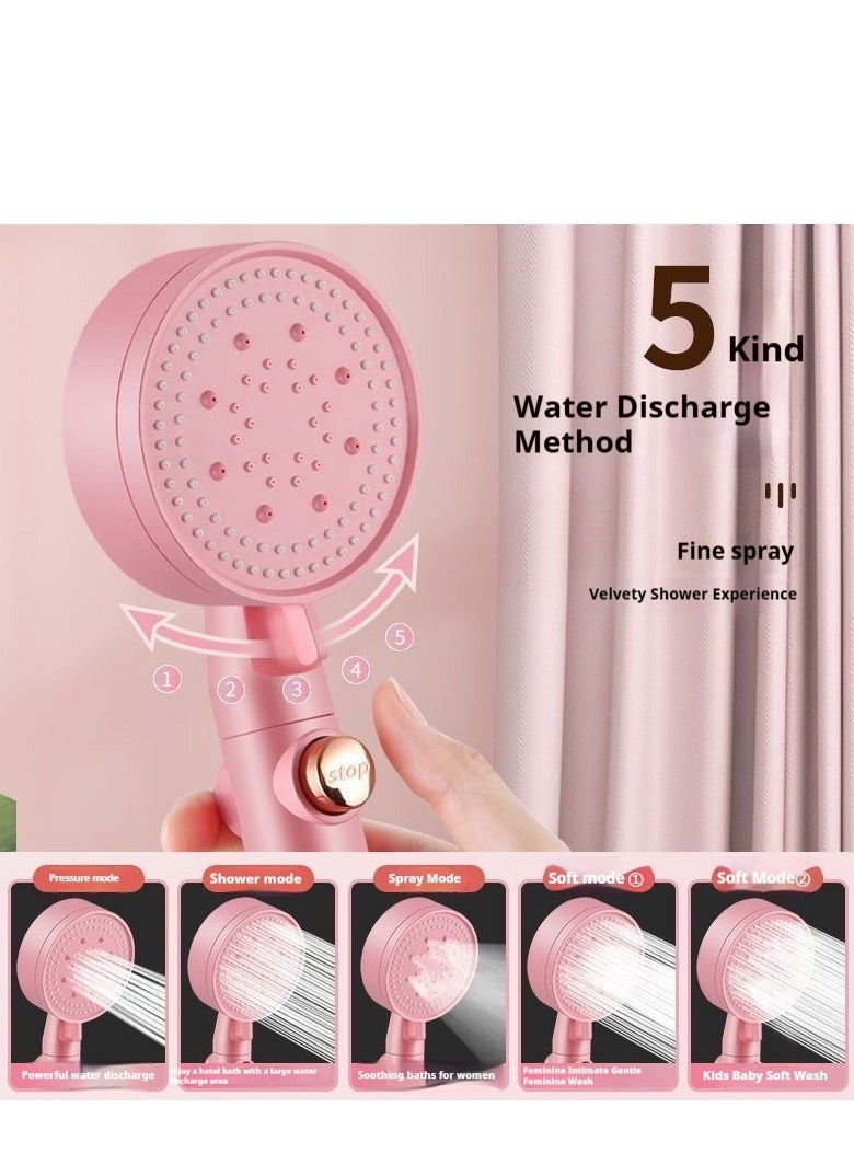 High-pressure showerhead with 5 spray modes, one-touch stop and water-saving design shower, pink shower head，shower head，high pressure shower heads，showerhead，shower，shower gead，showr head，shower hesd - Image 3