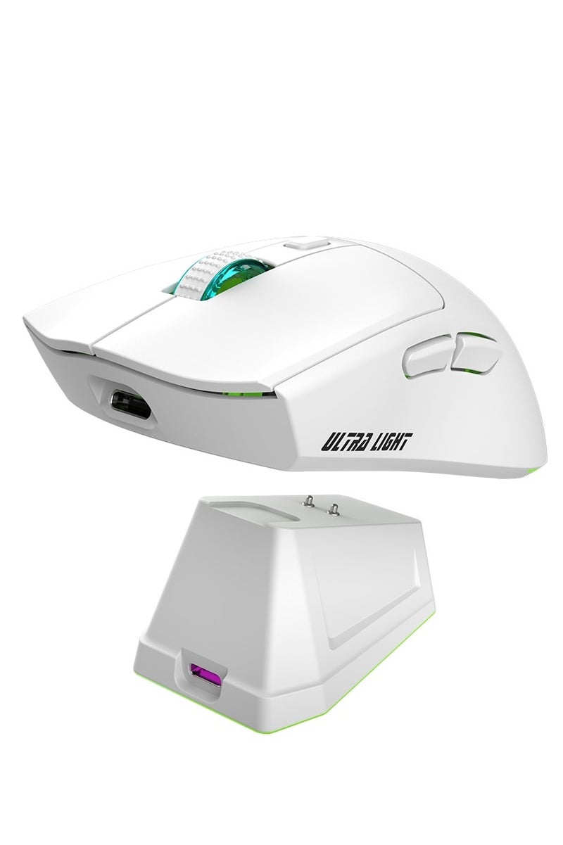 JeDEL WD139 Wireless 2.4Ghz , Bluetooth Rechargeable Gaming Mouse - Optical Sensor 1600 DPI - Magnetic Charging Dock (White) - Image 1