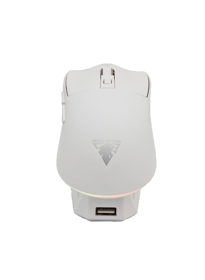 JeDEL WD139 Wireless 2.4Ghz , Bluetooth Rechargeable Gaming Mouse - Optical Sensor 1600 DPI - Magnetic Charging Dock (White) - Image 4