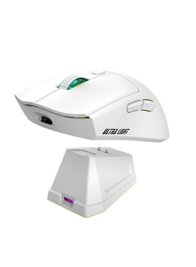 JeDEL WD139 Wireless 2.4Ghz , Bluetooth Rechargeable Gaming Mouse - Optical Sensor 1600 DPI - Magnetic Charging Dock (White) - Image 5