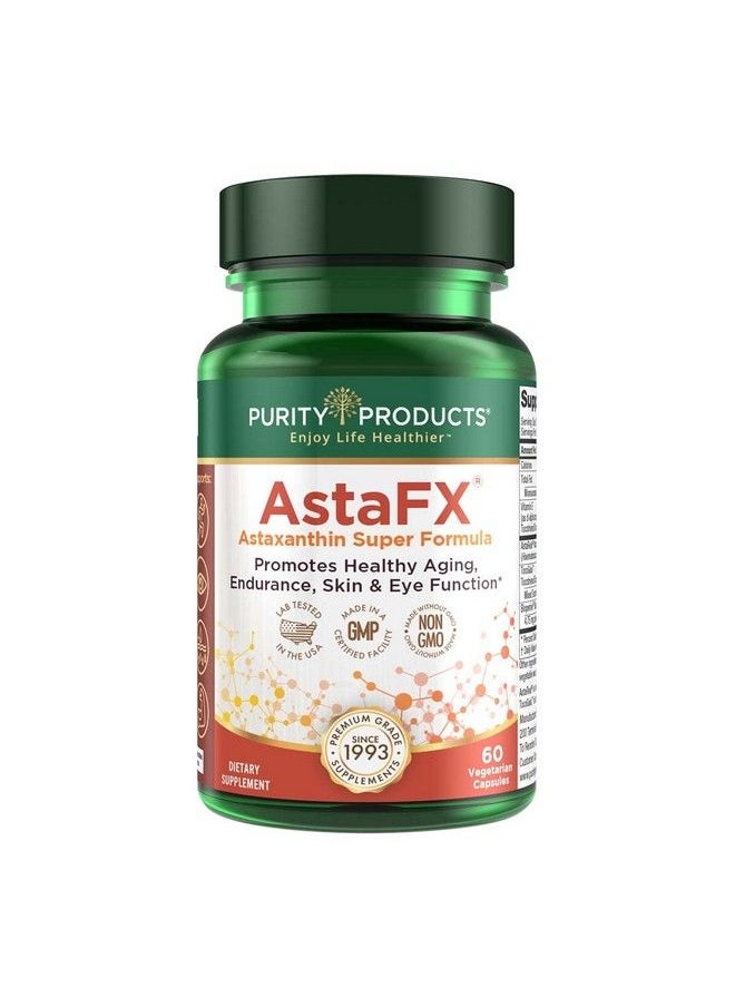 Purity Products - Astafx Astaxanthin Antioxidant Super Formula From Clinically Tested 4 Mg Astareal With Full Spectrum Tocotrienols (Vitamin E) + Bioperine Black Pepper + Piperine 60 Vegetarian Caps - Image 1