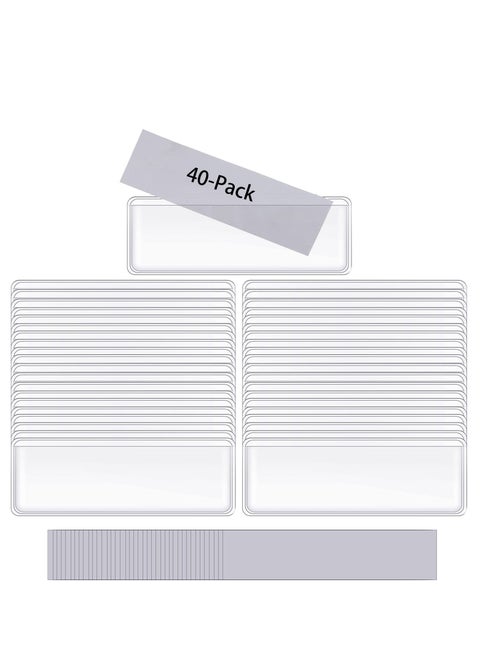 Clear Label Holders Adhesive Shelf Tag, Shelf Tag Index File Cabinet Storage Bins Label Holder for Supermarket Bookshelf Mailbox Business Kitchen Library Students,40-Pack