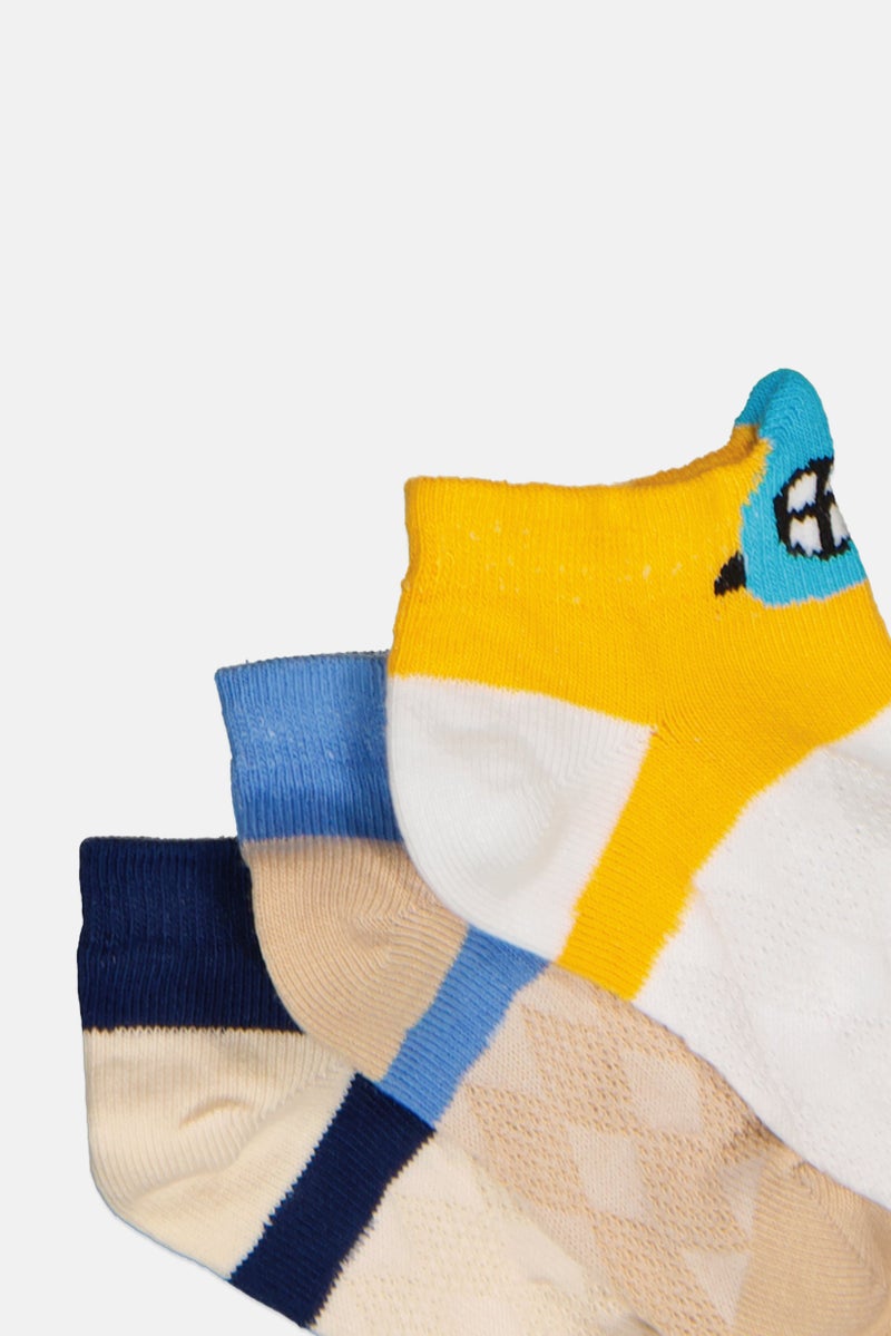 London Fog Kids Boy 5 Pairs Allover Pattern Ankle Socks, Multicolor - Image 3