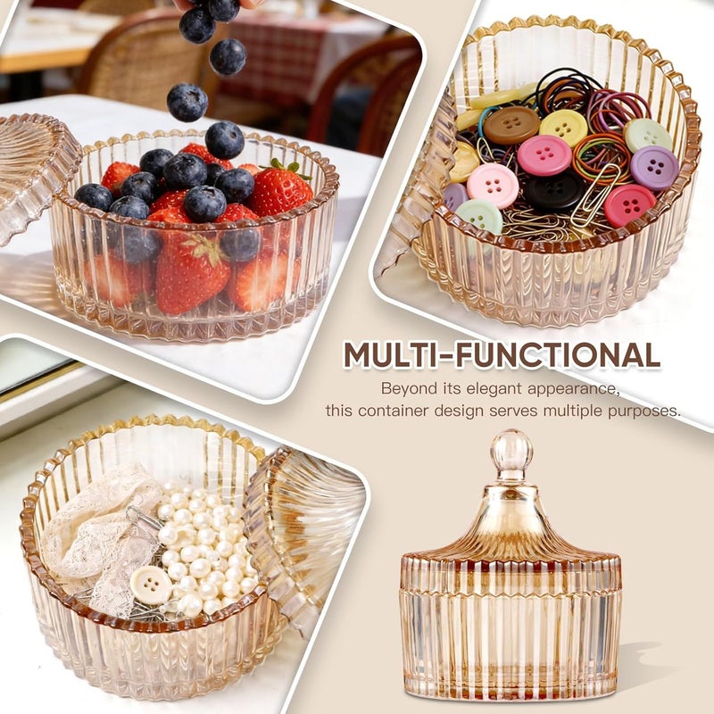 1 Set Dusting Powder Container with 3 Puffs Apricot Pink Amber Glass Jar Washable Reusable Wet Dry Powder Applicator for Women - Image 1