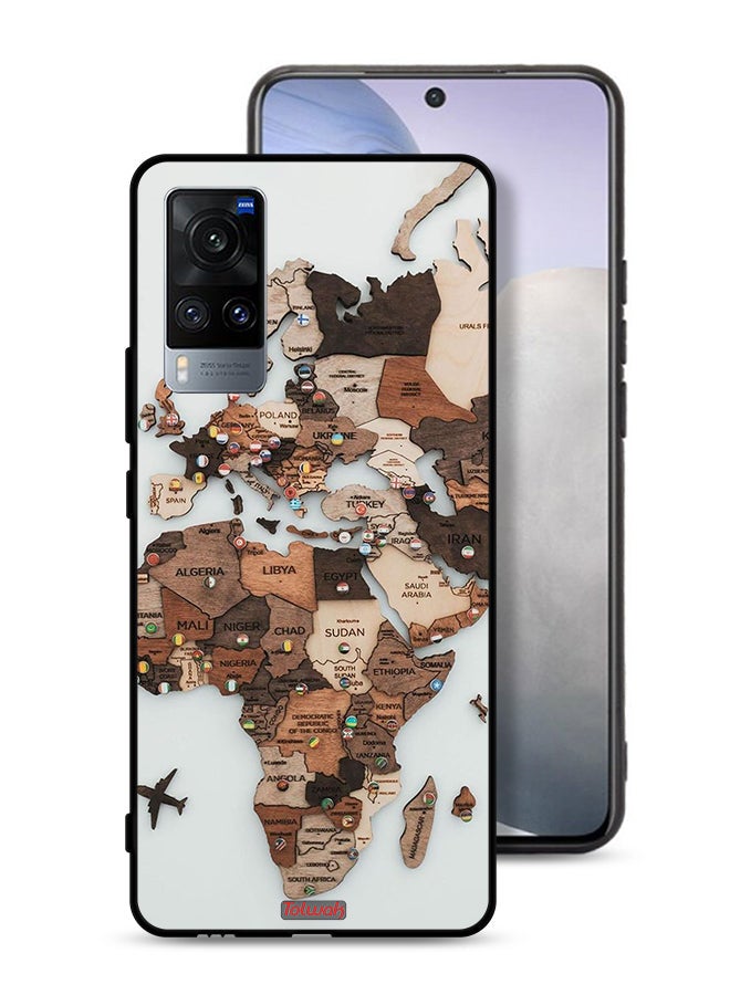Tolwak Vivo X60 Protective Case Cover World Map Art - Image 1