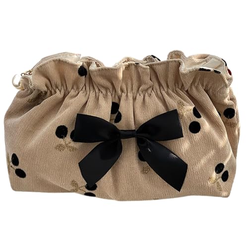 XINSHUN Cosmetic Bag Female LargeCapacity Cosmetic Bag Travel Carrying Bag Corduroy Cherry Bow Storage Bagstyle2 - Image 1