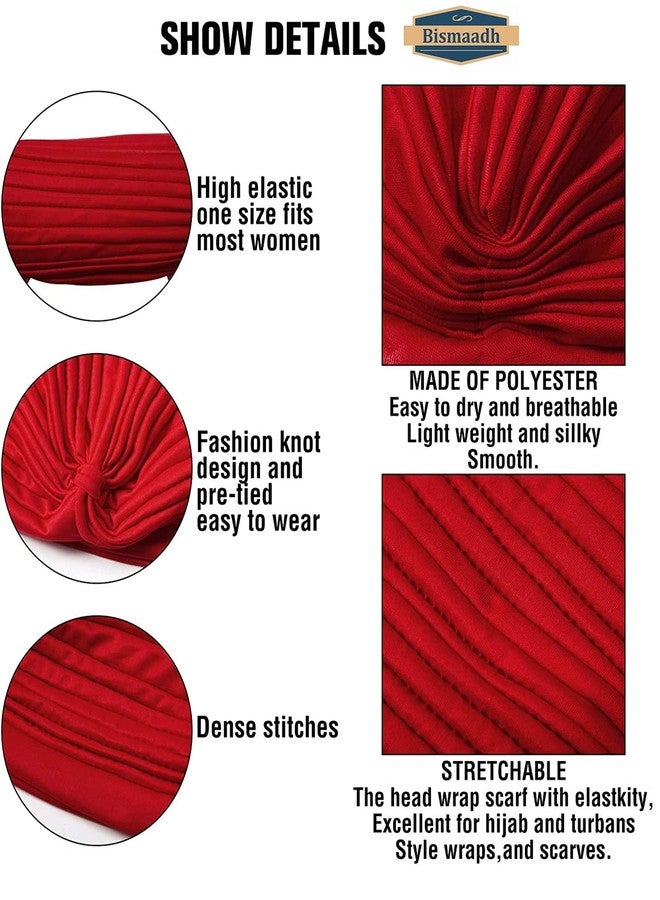 BISMAADH Readymade Turban Knot Pleated Stretchable Polyester Pagri Sleep Cap Beanie for Men & Women (Pack of 10) - Image 4