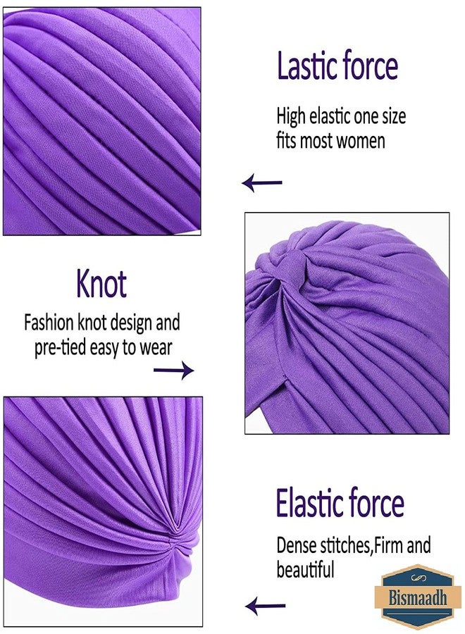 BISMAADH Readymade Turban Knot Pleated Stretchable Polyester Pagri Sleep Cap Beanie for Men & Women (Pack of 10) - Image 3