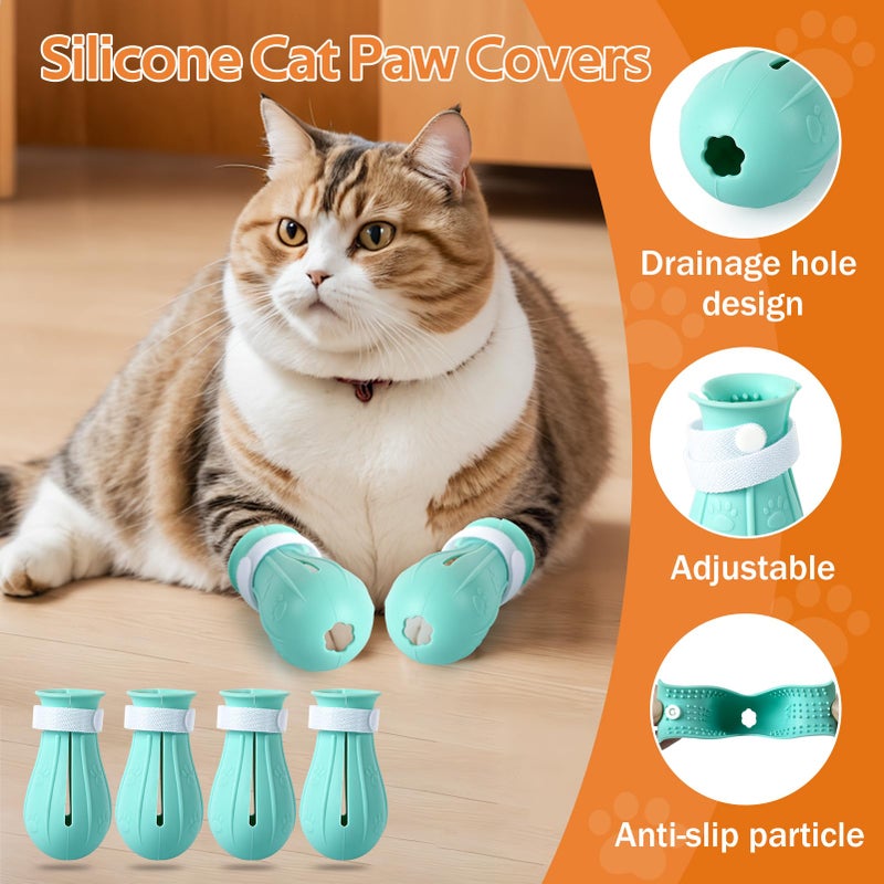Parawo Adjustable Cat Muzzle for Grooming and Biting Prevention, Breathable TPU Material with 4 Anti-Scratch Gloves for Nail Trimming Bathing Vet Visits - Image 5