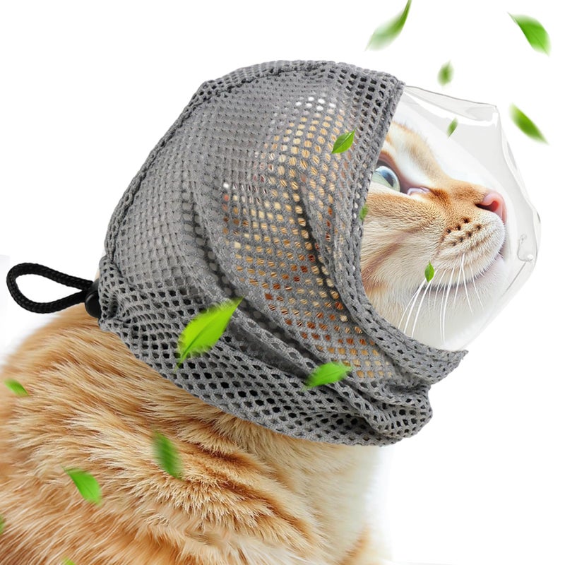 Parawo Adjustable Cat Muzzle for Grooming and Biting Prevention, Breathable TPU Material with 4 Anti-Scratch Gloves for Nail Trimming Bathing Vet Visits - Image 1