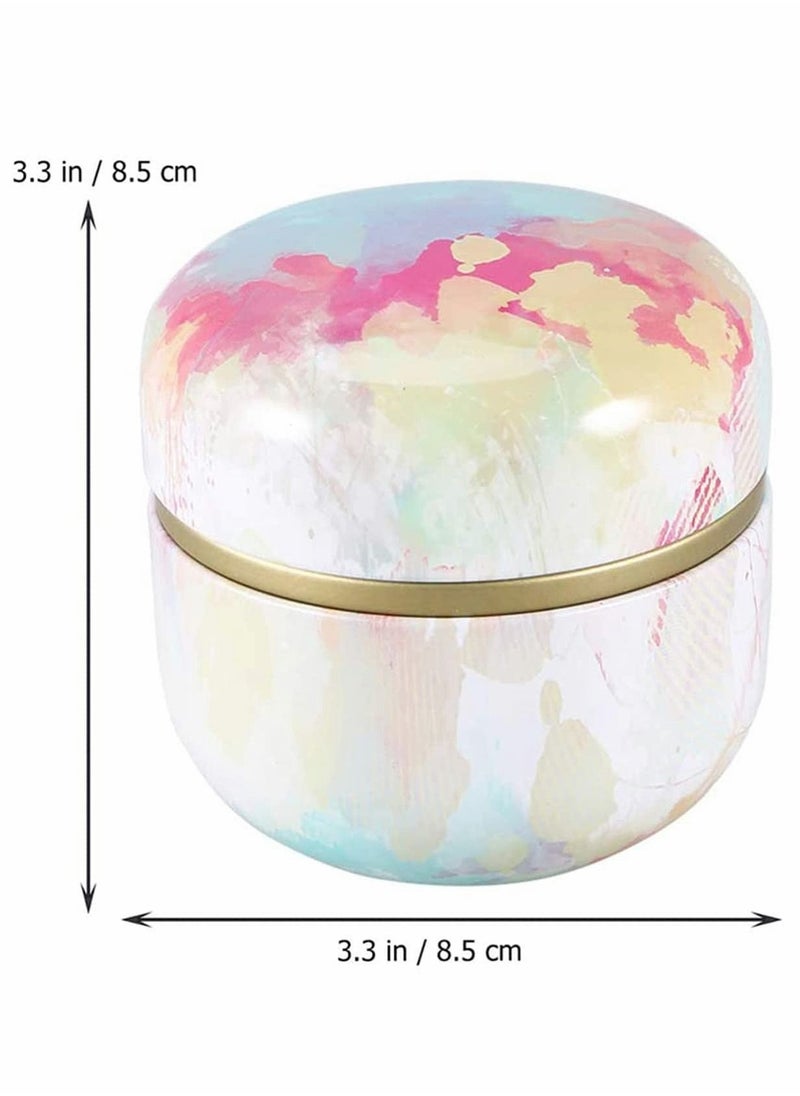 Metal Empty Tins Box, Round Gift Candy Loose Tea Storage Organizer Flower Tinplate Containers Mini Reusable for DIY Candle Wedding Party Favor Gifts 3 Pcs