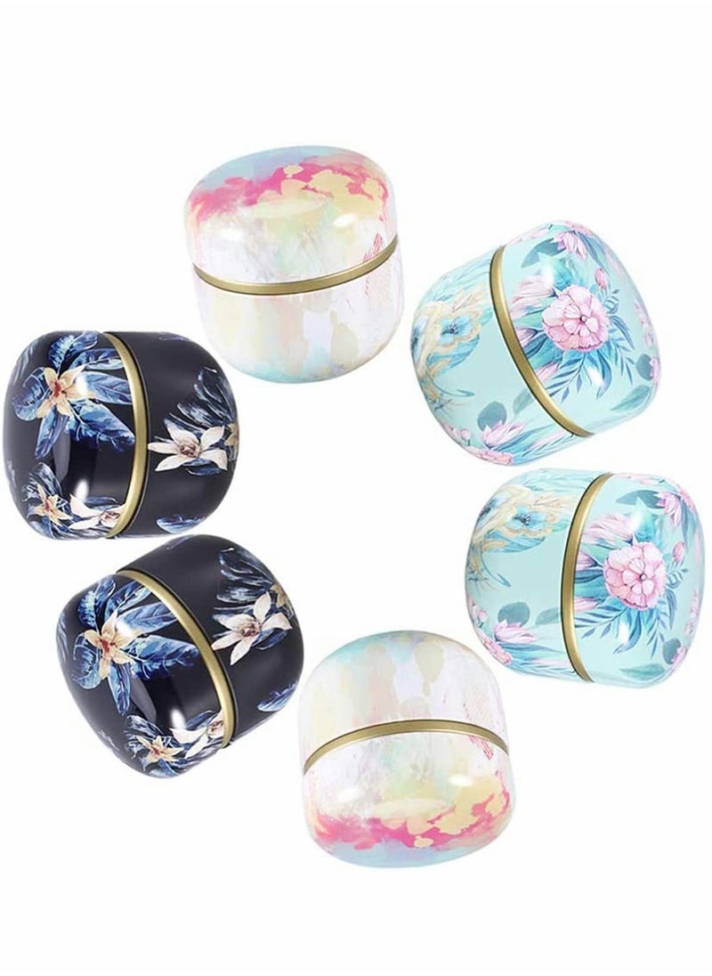 Metal Empty Tins Box, Round Gift Candy Loose Tea Storage Organizer Flower Tinplate Containers Mini Reusable for DIY Candle Wedding Party Favor Gifts 3 Pcs