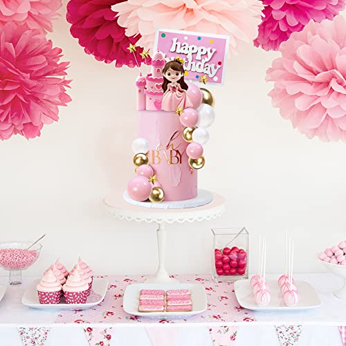 KEEPARTY 26PCS Princess Castle Cake Topper Girl Princess Cake Decoration Happy Birthday Insert Cards for Girl Birthday Party Supplies - Image 4