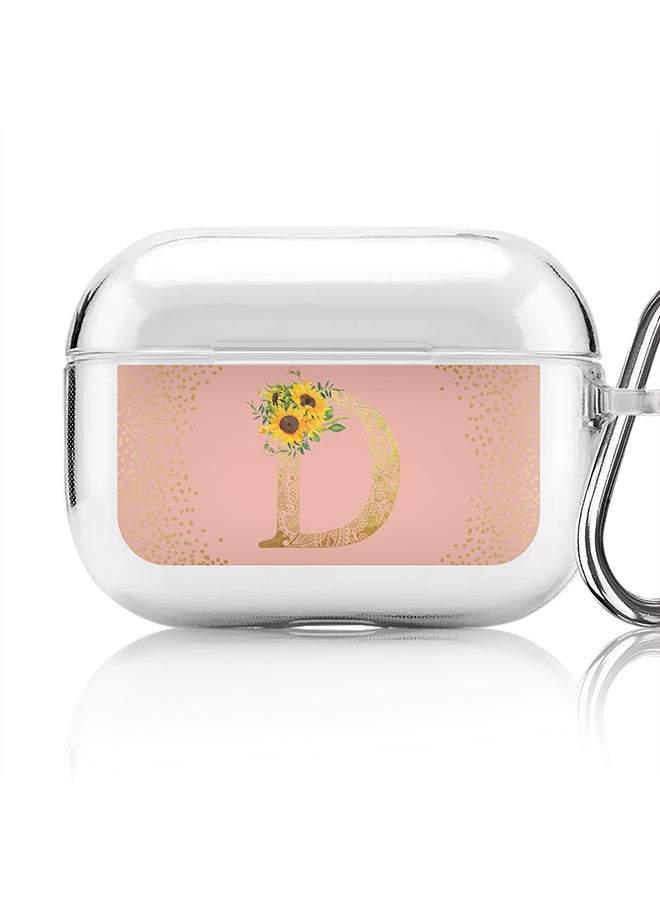 Stylizedd Classic Clear printed Case for Apple AirPods Pro 2nd Generation Thin Transparent Cover - Custom Monogram Initial Letter Mandala Floral Pattern Alphabet - D (Rose Pink )  - Image 1