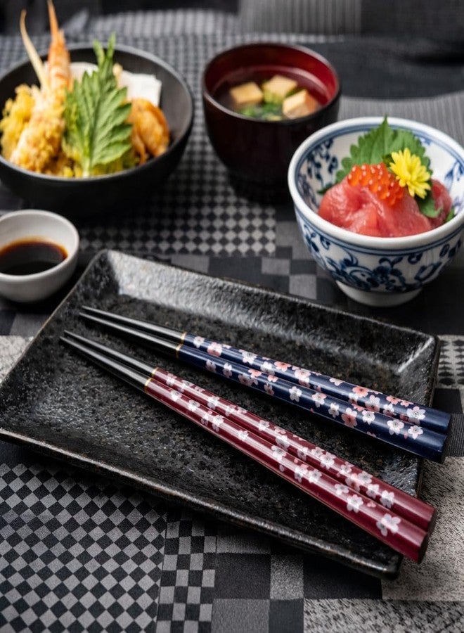 Terra Distribution Premium Japanese Chopsticks Reusable 2pcs set [ Made in Japan ] Traditional Lacquer Art Wooden Chopsticks (Flower Navy/Purple(YM204)) - Image 5