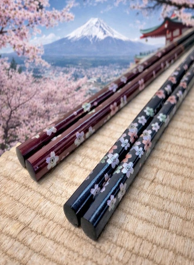 Terra Distribution Premium Japanese Chopsticks Reusable 2pcs set [ Made in Japan ] Traditional Lacquer Art Wooden Chopsticks (Flower Navy/Purple(YM204)) - Image 3