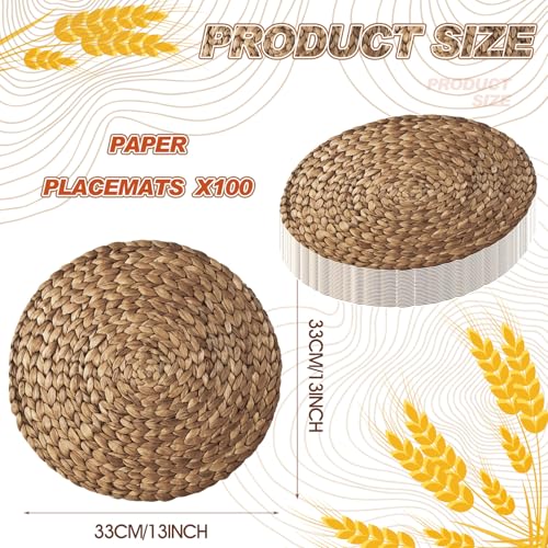 Sinmoe 100 Pack Disposable Paper Placemats Bulk 13 Inch Paper Placemats Disposable Charger Plates Table Place Mats for Dinner Wedding Birthday Summer Spring Party Dinner Tableware(Woven) - Image 4