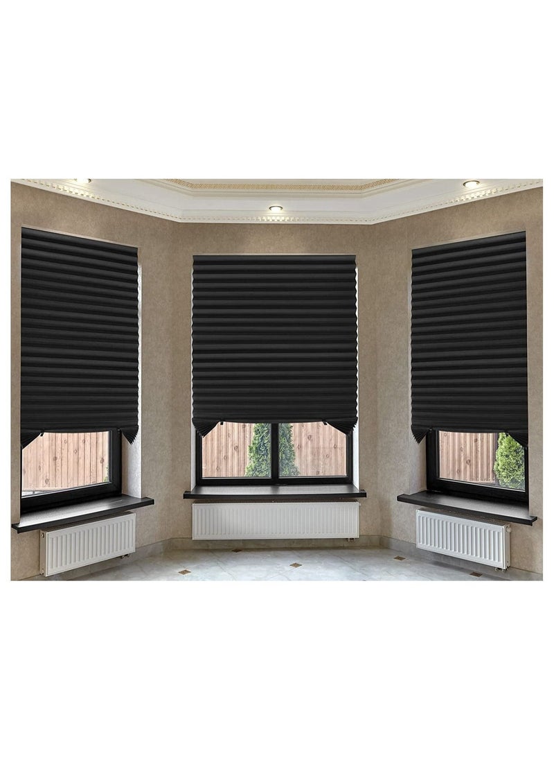 Pleated Window Paper Shades Room Darkening Blinds Black - Image 5