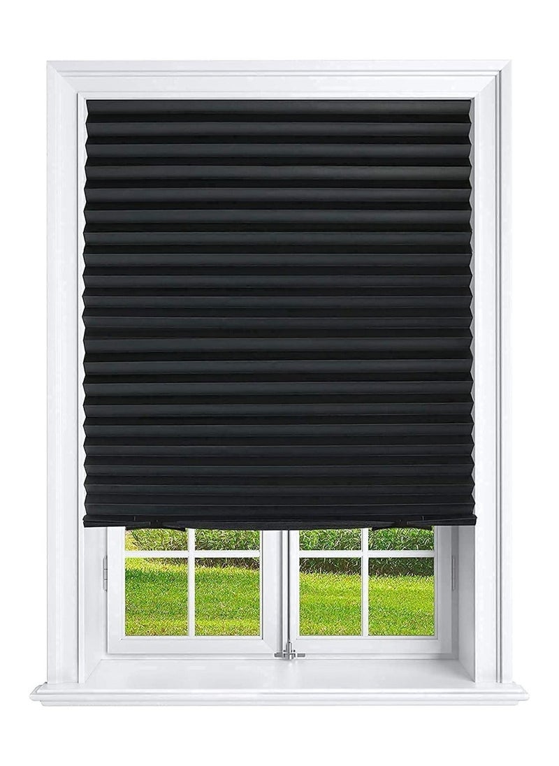 Pleated Window Paper Shades Room Darkening Blinds Black - Image 1