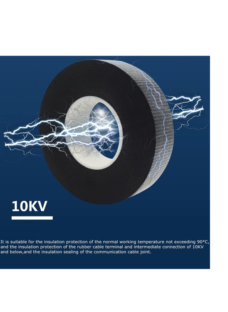 SYOSI RONG Electrical Tape, Flame Retardant Indoor Outdoor High Temperature Resistance High Pressure Resistance Electric Tape, Premium Rubber Waterproof Tape,2 Roll (Model number-J20（10kv） Black)  - Image 3