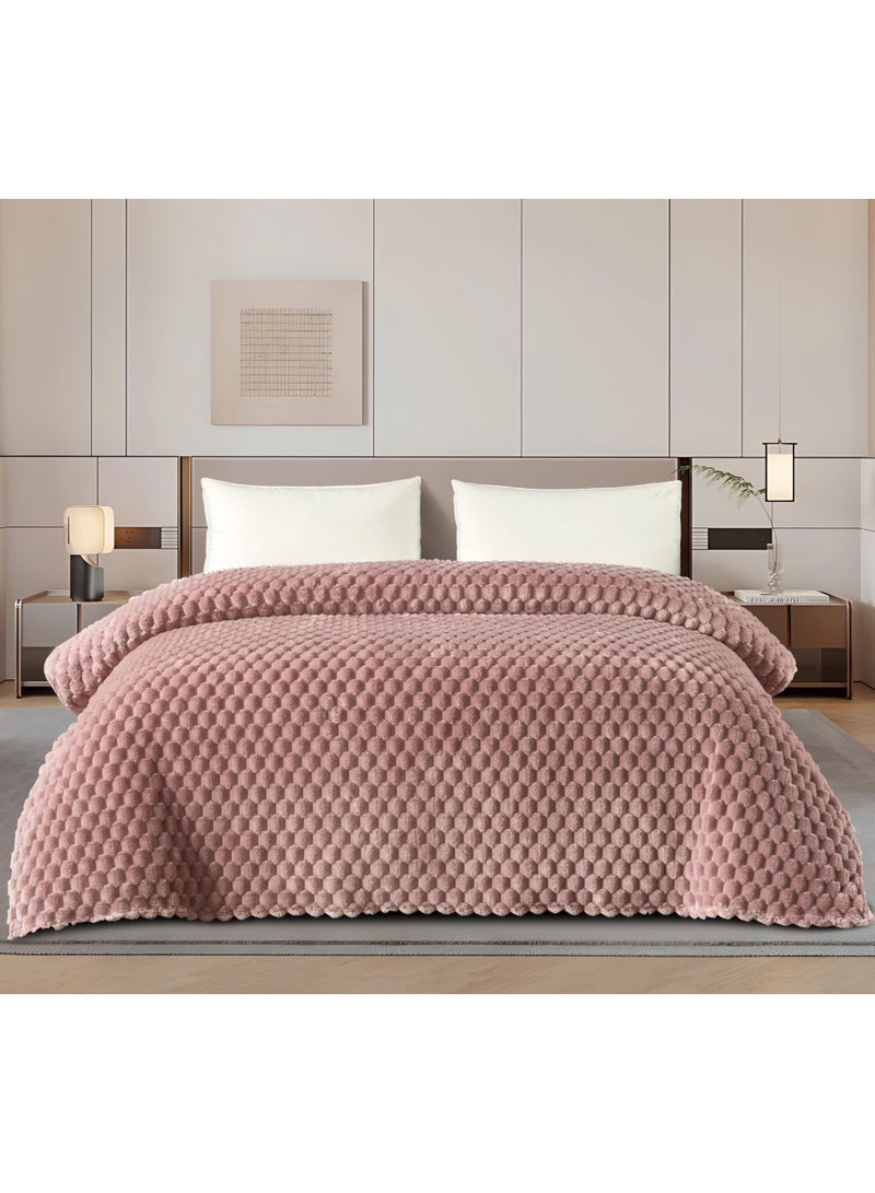 مينجلي بطانية سرير ناعمة الملمس محفر نفرين 1.8 كليو جرام مقاس كينج 220x200 سم